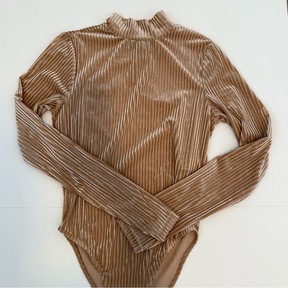 Forever 21 Tan Ribbed Bodysuit One Piece